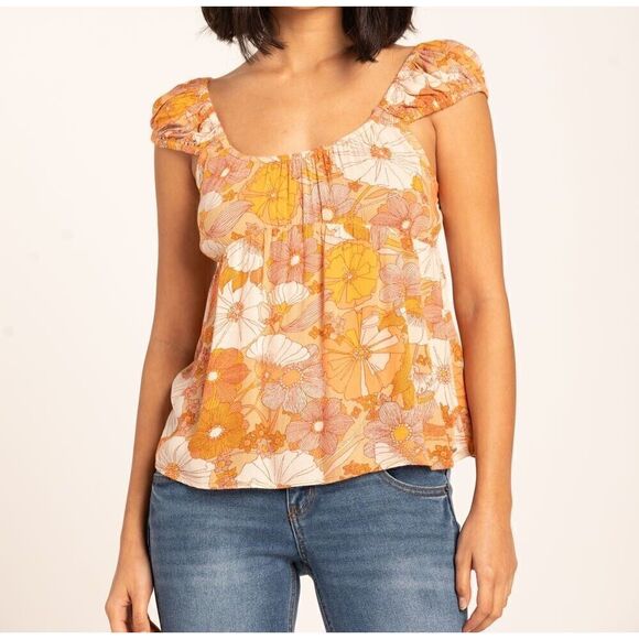 Volcom B0412300 Women's Sz S Brown/Orange Floral Only Good Daze Sleeveless Top - Picture 6 of 6